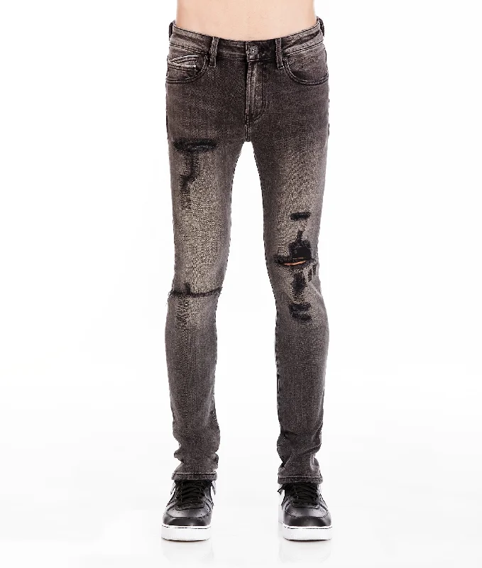 Flexible Stretch Men's JeansPUNK SUPER SKINNY IN FLINT BLACK JEANS