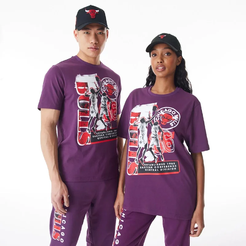 Solid-Colored Men's ShirtsChicago Bulls NBA Player Graphic Dark Purple T-Shirt