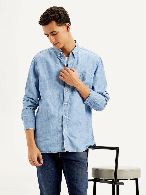 Men's Timeless Dress Shirts for Enduring StyleMen's Solid Straight Fit Denim Shirt