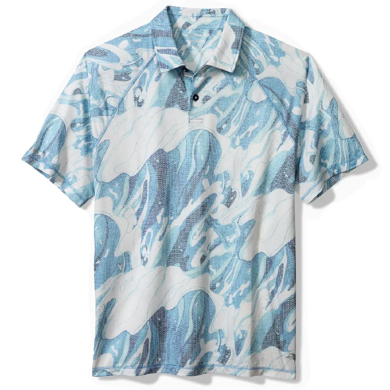 Patterned Men's Hawaiian ShirtsTommy Bahama Rising Tides Polo Shirt - Banff Blue