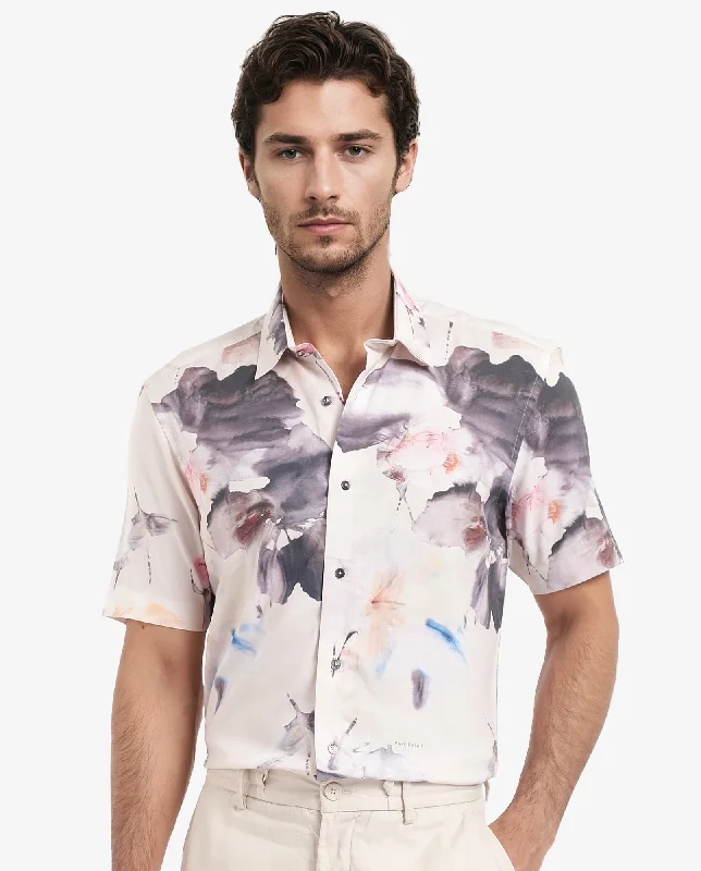 Men's Checked Short-Sleeve Shirts for Summer FunRare Rabbit Men's Alcamy White Viscose Fabric Half Sleeves Regular Fit Floral Print Shirt Men's Checked Short-Sleeve Shirts for Summer FunRare Rabbit Men's Alcamy White Viscose Fabric Half Sleeves Regular Fit Floral Print Shirt