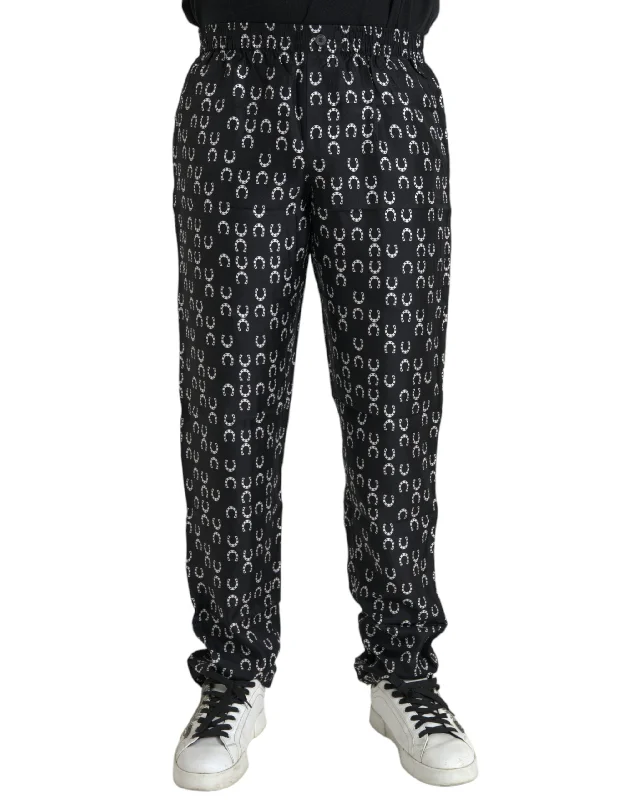 Men's Jeans for SportsDolce & Gabbana  Horseshoe Print Silk Men's Pants