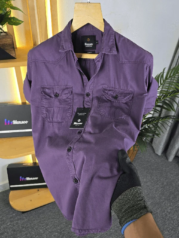 Men's Timeless Dress Shirts for Enduring StyleDouble Pocket Denim Shirt Dark Purple Men's Timeless Dress Shirts for Enduring StyleDouble Pocket Denim Shirt Dark Purple
