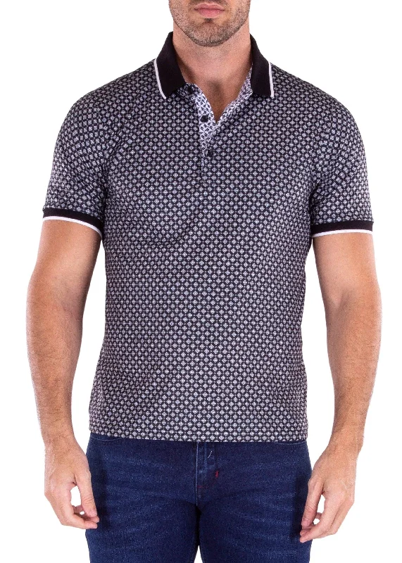 Men's Shirts with Mandarin CollarsBlack Half Button Polo Shirt