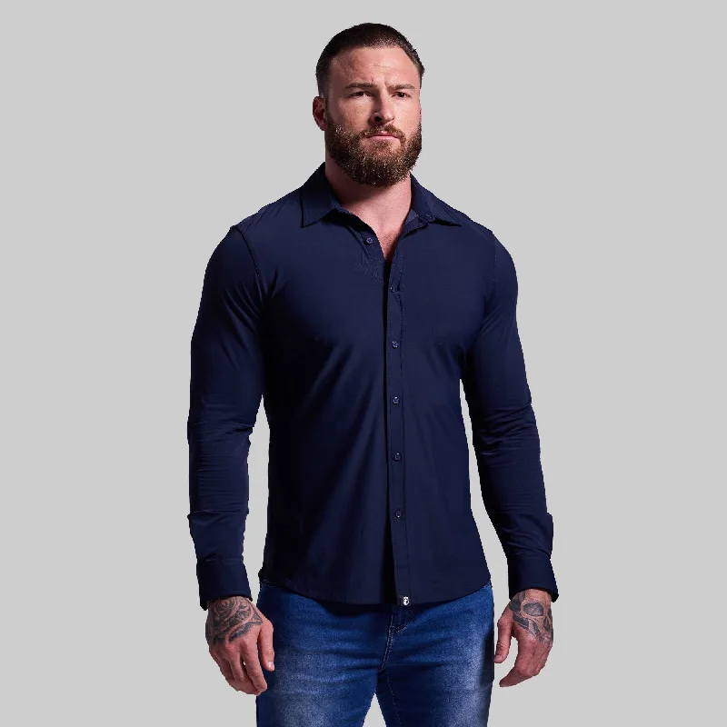 Men's Shirts with Pleated HemlinesNetwork Long Sleeve (BP Navy)