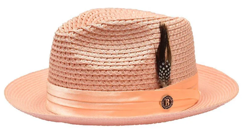 Boys' Snapback CapsPeach Fedora Braided Straw Hat
