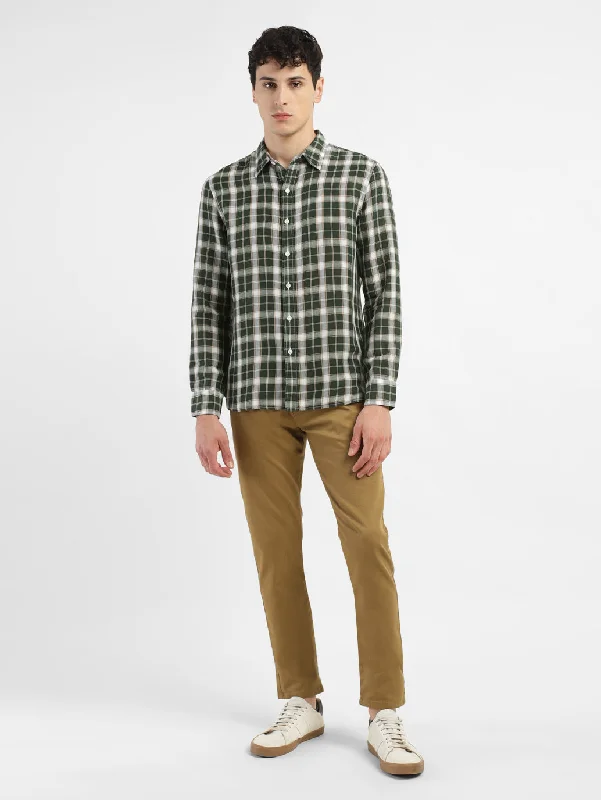 Men's Striped Long-Sleeve Shirts for a Maritime FeelMen's Checkered Spread Collar Linen Shirt Men's Striped Long-Sleeve Shirts for a Maritime FeelMen's Checkered Spread Collar Linen Shirt