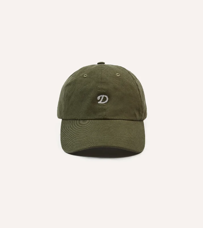 Rainproof Fishing HatsGreen Chainstitch 'D' Cotton Twill Baseball Cap