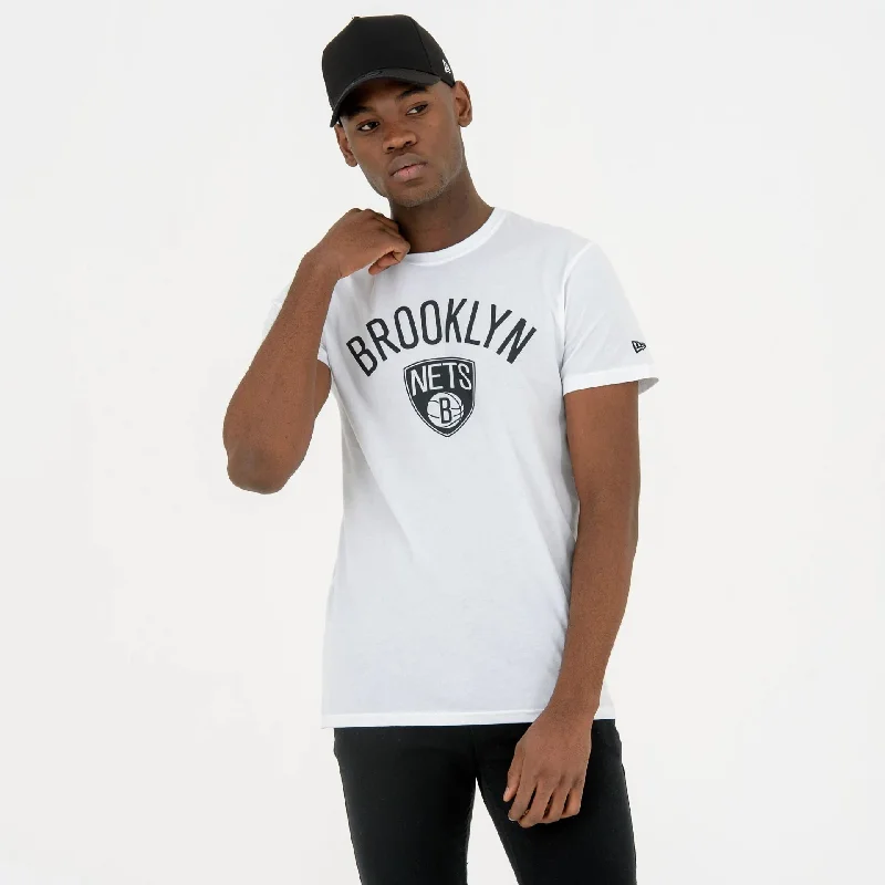 Men's Shirts with Bow TiesBrooklyn Nets NBA Regular White T-Shirt