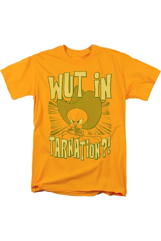 Men's Shirts with Hidden ButtonsLooney Tunes Wut In Tarnation Short Sleeve Adult Tee / T-Shirt