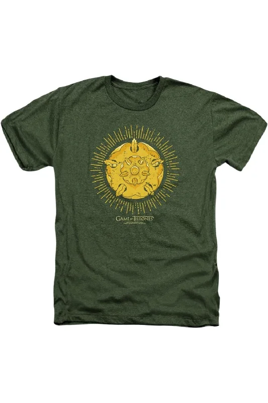 Men's Shirts with Contrast StitchingGame Of Thrones Tyrell Burst Logo Adult Heather Tee / T-Shirt Men's Shirts with Contrast StitchingGame Of Thrones Tyrell Burst Logo Adult Heather Tee / T-Shirt