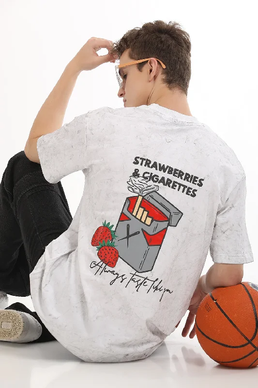 Men's Shirts with Patchwork SleevesWhite Melancholy Drip Half Sleeve Tshirt
