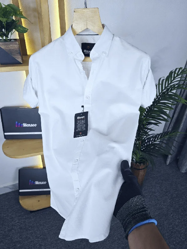 Men's Minimalist Shirts for a Clean LookClose weave Cotton-Linen Shirt - White