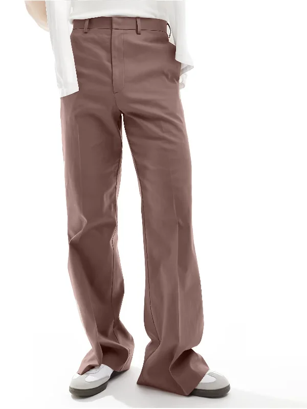 Men's Pants with Welt PocketsWarm Taupe High Waist Flared Trousers
