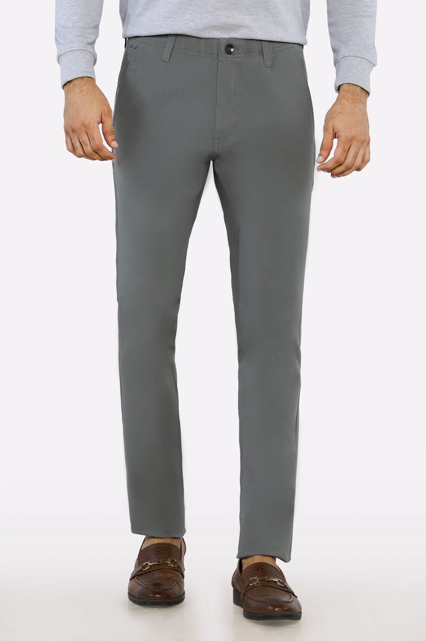 Men's Relaxed-Fit Pants for ComfortGrey Smart Fit Cotton Chino