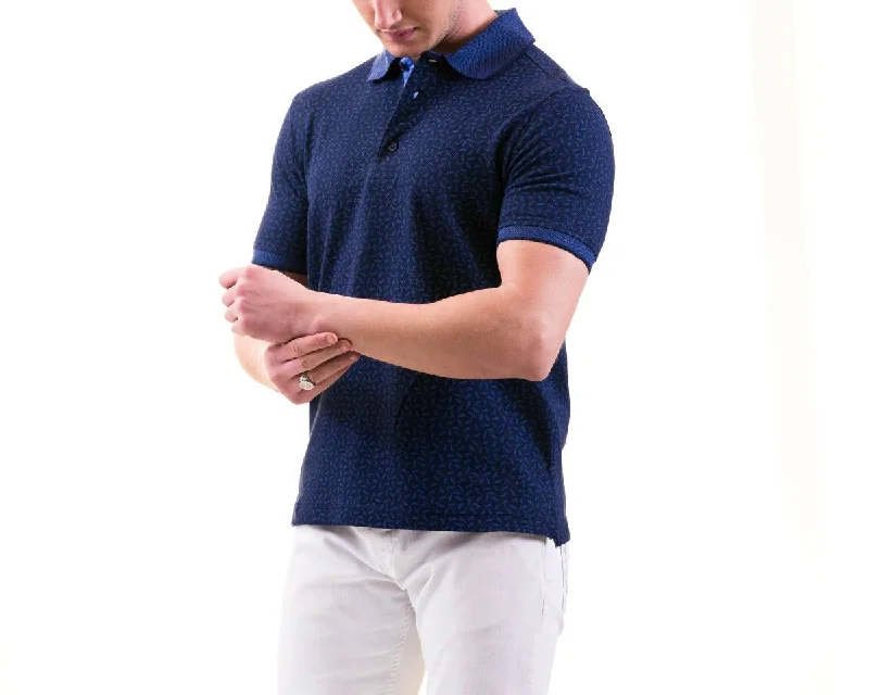 Men's Unique and Designer TopsBLUE PATTERN POLO SHIRT