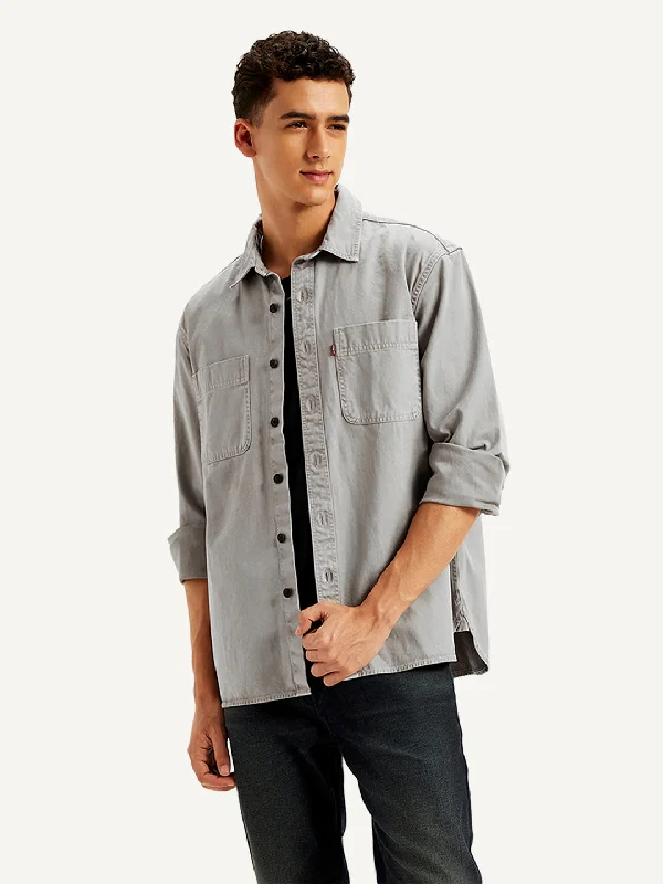 Men's Insulated Shirts for Cold WeatherMen's Solid Straight Fit Denim Shirt