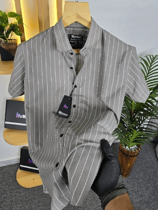 Men's Camping Shirts for Outdoor AdventuresInborn Stripe Shirt Grey