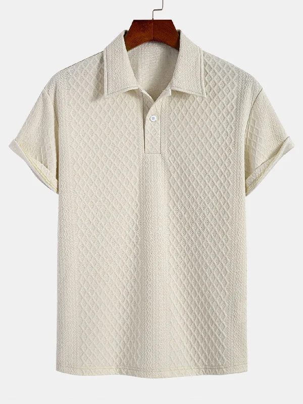 Men's Performance Shirts for SportsRhombus Geometric Jacquard Polo