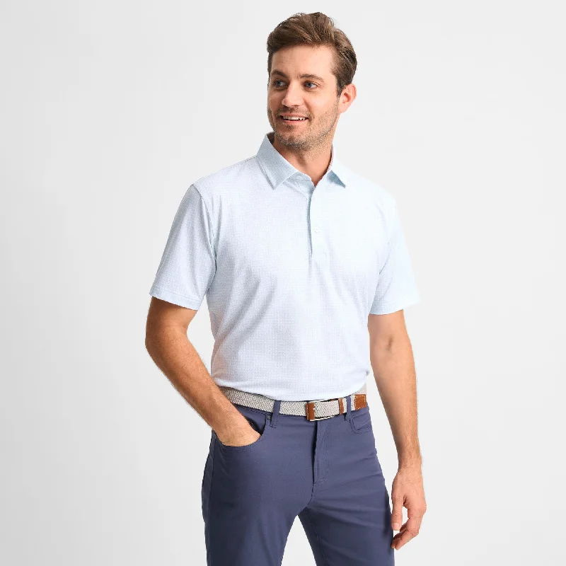 Men's Shirts with Raw-Edge HemlinesTile Printed Performance Polo