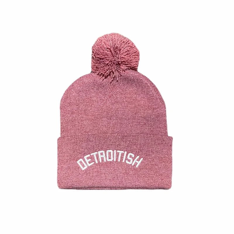 Youth Snapback HatsInk Detroit Detroitish Pom Pom Beanie (Burgundy)