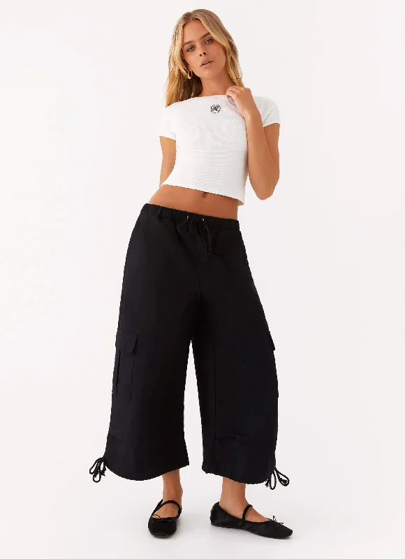 Men's Low-Waisted Pants for a Casual VibeJust My Luck Long Cargo Shorts - Black