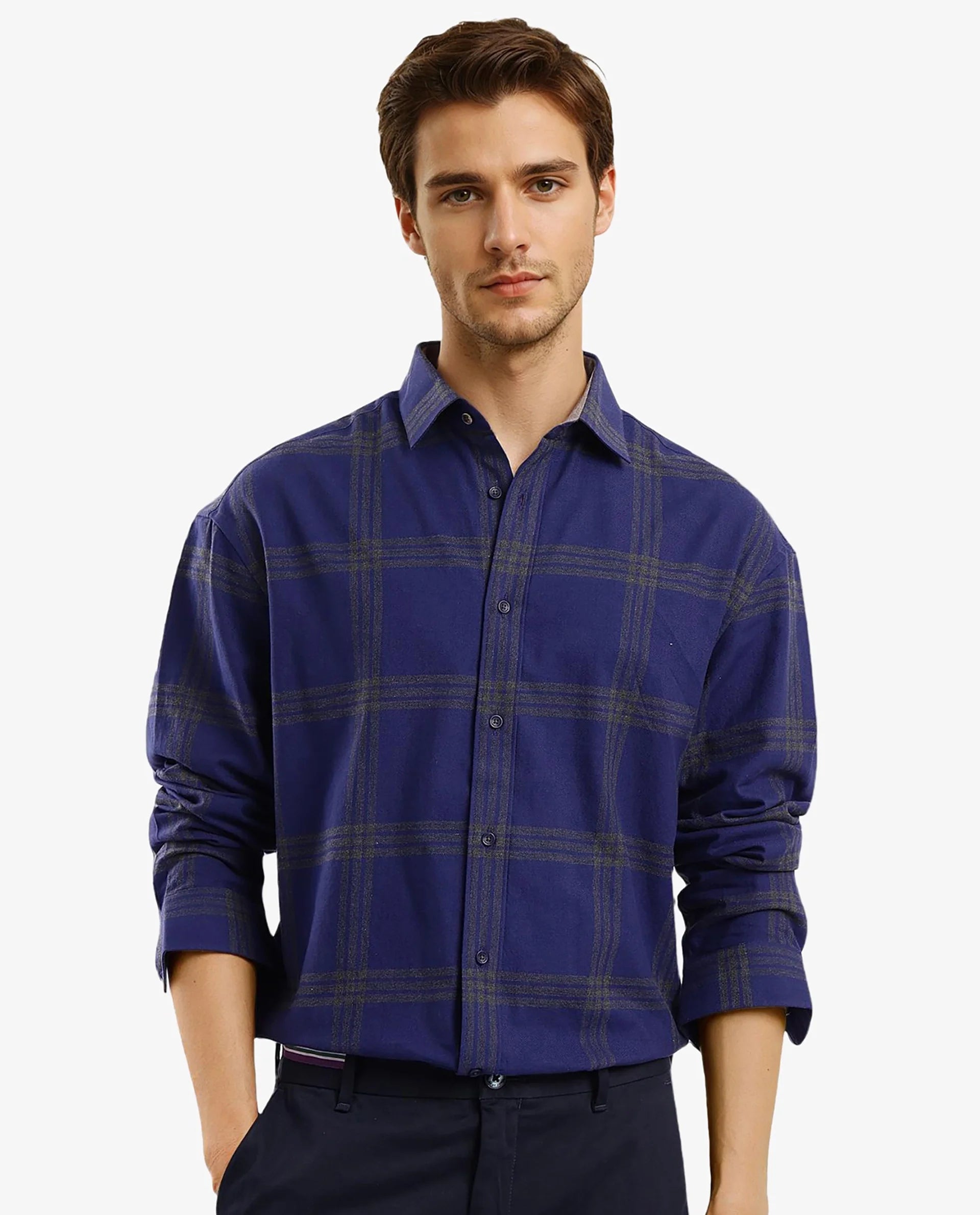 Men's Slim-Fit Shirts for a Flattering ShapeRare Rabbit Men Russ Dark Blue Full Sleeve Regular Collar Button Closure Regular Fit Checks Shirt Men's Slim-Fit Shirts for a Flattering ShapeRare Rabbit Men Russ Dark Blue Full Sleeve Regular Collar Button Closure Regular Fit Checks Shirt