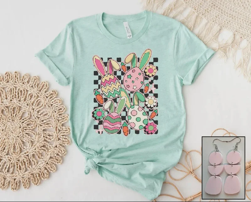 Men's Shirts with Bow TiesT-shirt -  Retro Easter Eggs, Mint