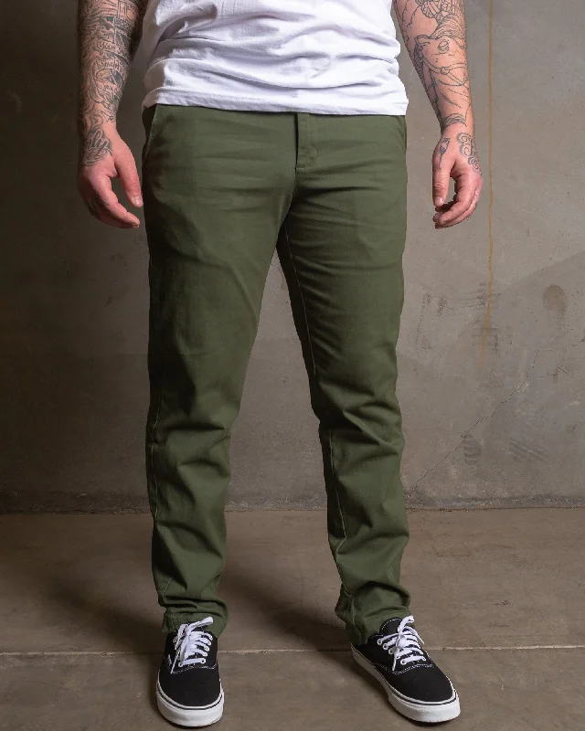 Men's Pants with Back PocketsChino Pants - O.D. Green