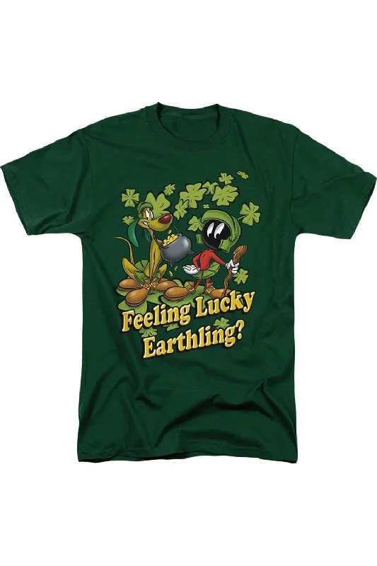 Men's Shirts with Cowl NecksLooney Tunes Feeling Lucky Short Sleeve Adult Tee / T-Shirt Men's Shirts with Cowl NecksLooney Tunes Feeling Lucky Short Sleeve Adult Tee / T-Shirt