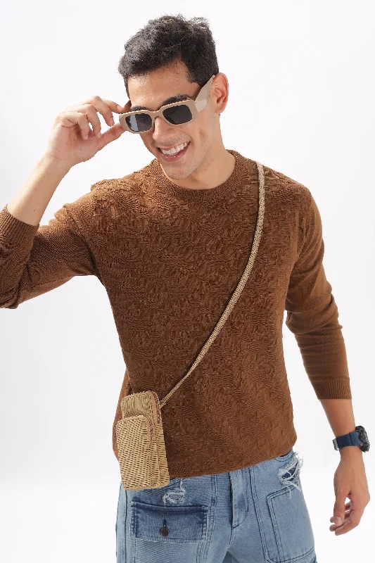 Men's Shirts with Bow TiesGeometric Knitted Full-Sleeve T-Shirt