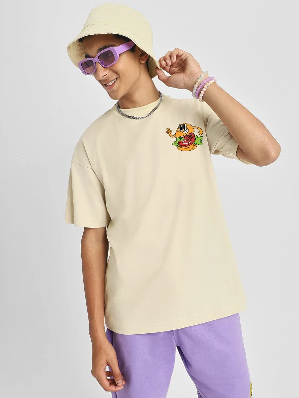 Men's Tailored Shirts for a Professional AppearanceBurger Swanwhite Oversized Graphic Pocket Printed Boys T-shirt