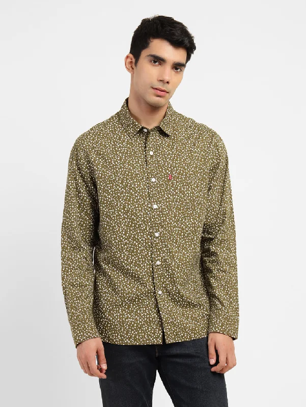 Casual Men's Button-Down ShirtsMen's Printed Spread Collar Shirt
