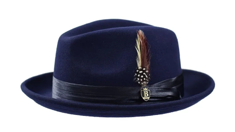 Oversized Bucket HatsNavy Fedora Wool Felt Dress Hat