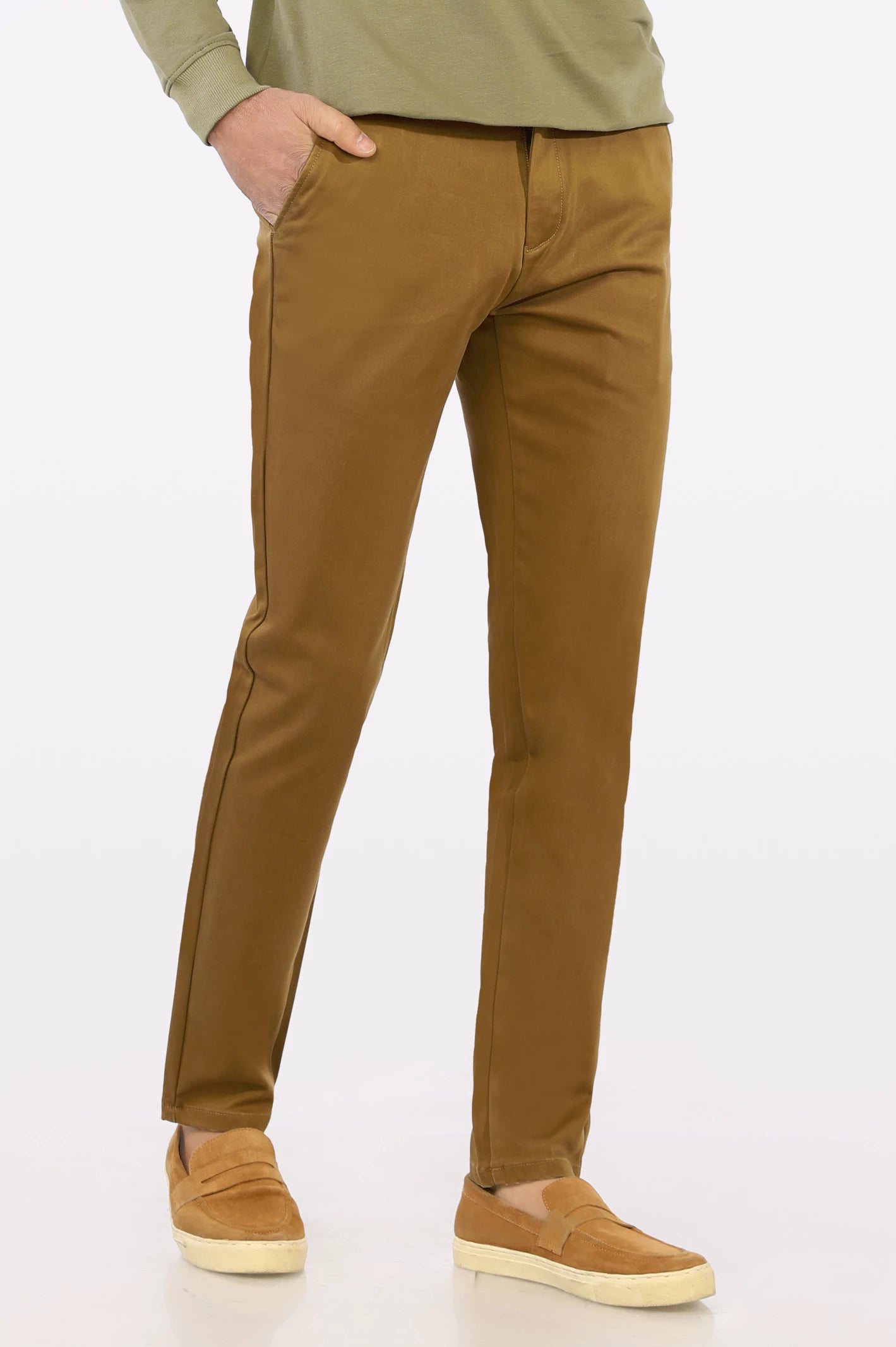 Men's Pants with UV ProtectionBrown Smart Fit Cotton Chino