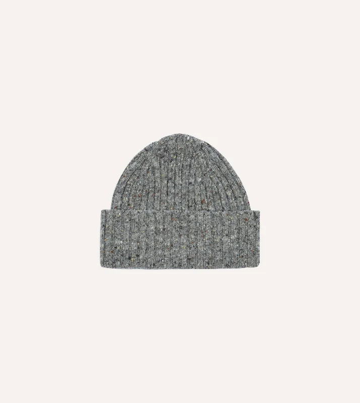 Retro Baseball CapsLight Grey Donegal Ribbed Merino Knit Cap