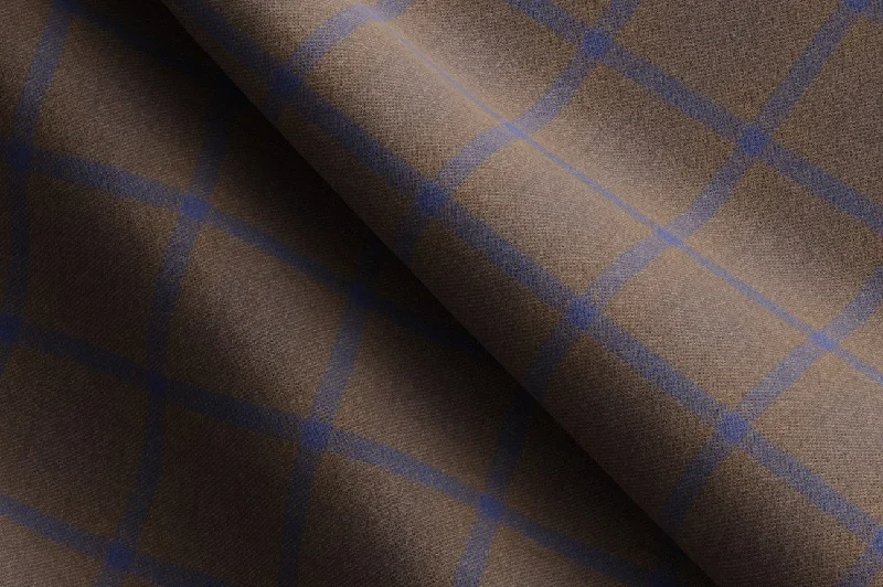 Made to Measure Brown with Blue Check Waistcoat