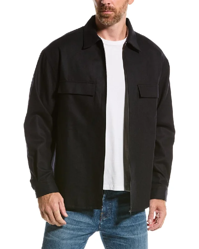 Men's Patterned Dress Casual Shirts for Smart-Casual EventsFRAME Denim Modern Flannel Zip Wool-Blend Shirt