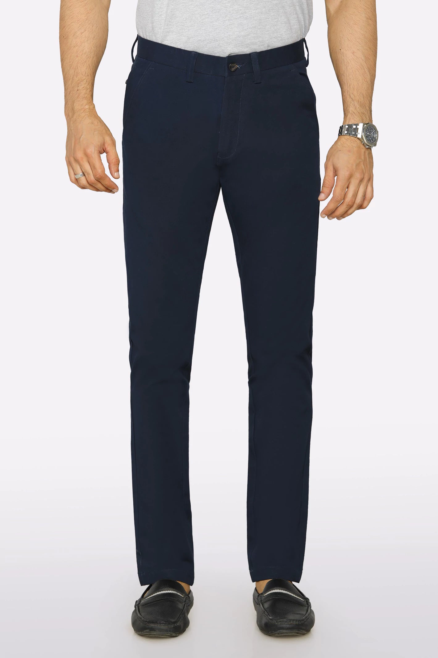 Men's Sweatpants for LoungingNavy Blue Smart Fit Cotton Chino