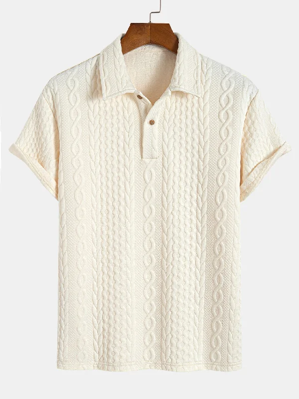 Men's Shirts with Pleated HemlinesTwist Textured Jacquard Polo