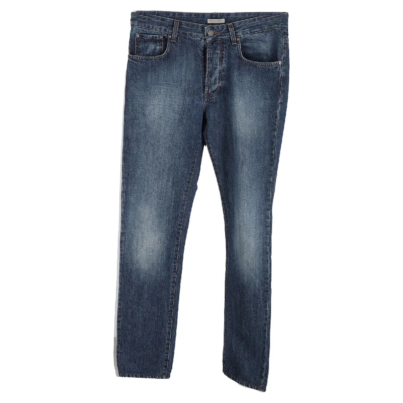 Men's Jeans with Stretch FabricBottega Veneta Washed Effect Low Rise Jeans in Blue Cotton