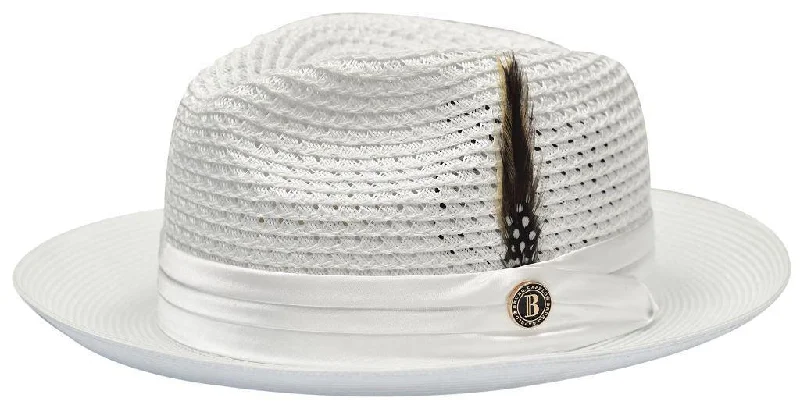 Plain Beanie CapsWhite Fedora Braided Straw Hat