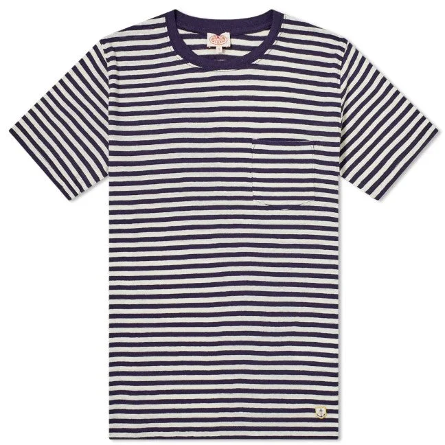 Men's Shirts with French CuffsID24266-Armor Lux Navy White Cotton Linen T-Shirt
