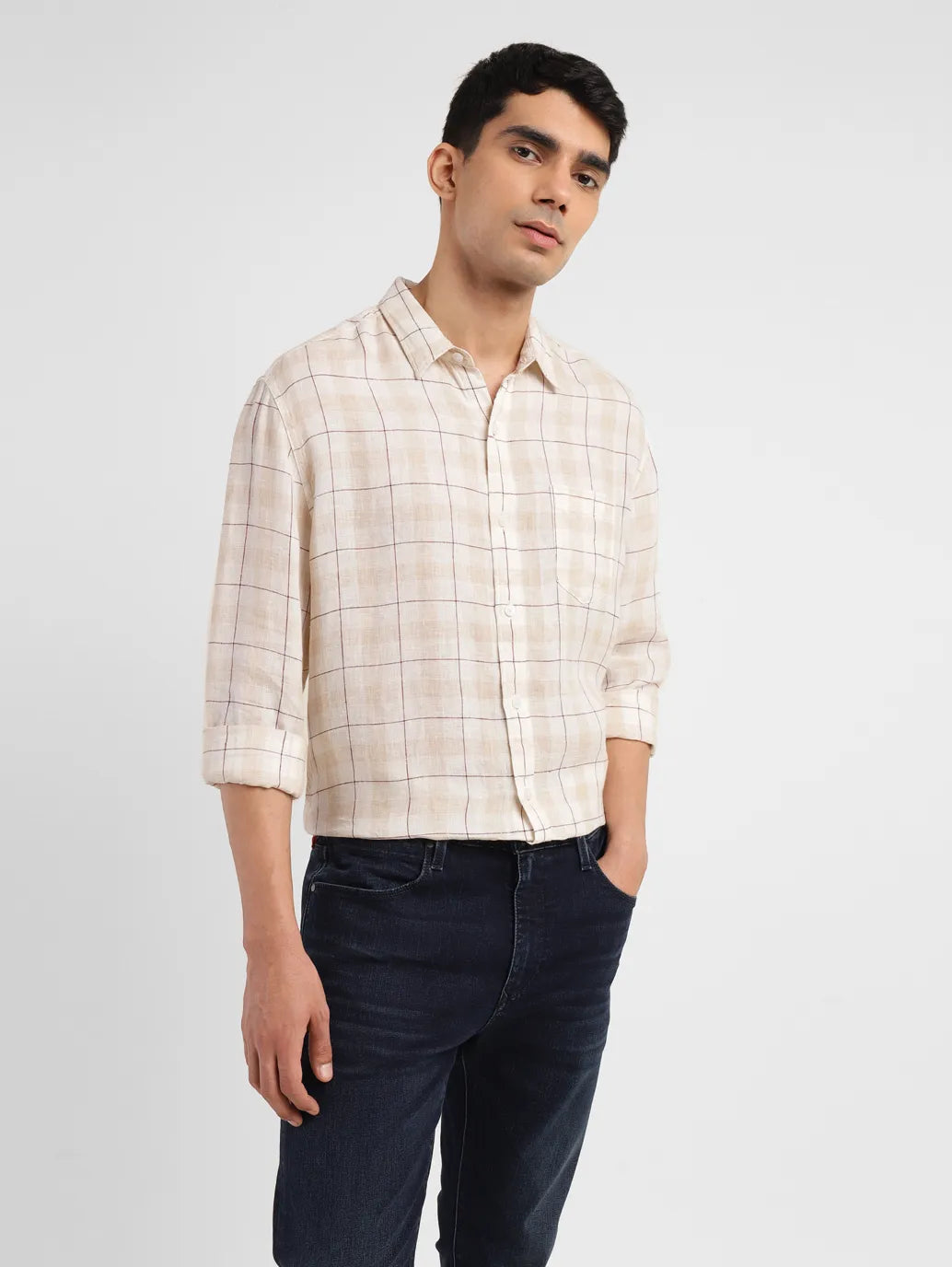 Men's Cowboy Shirts for Western StyleMen's Checkered Slim Fit Linen Shirt