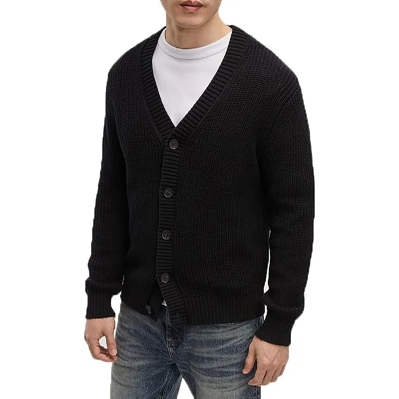 Mens Knit Cotton Cardigan Sweater