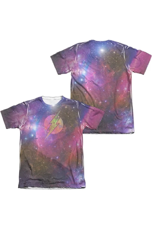 Men's Shirts with Tab CollarsJustice League of America Flash Galaxy (Front/Back Print) Adult Poly/Cotton Short Sleeve Tee / T-Shirt