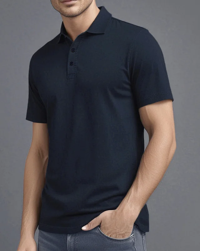 Men's Shirts with Animal PrintsEZS Aria Navy Polo