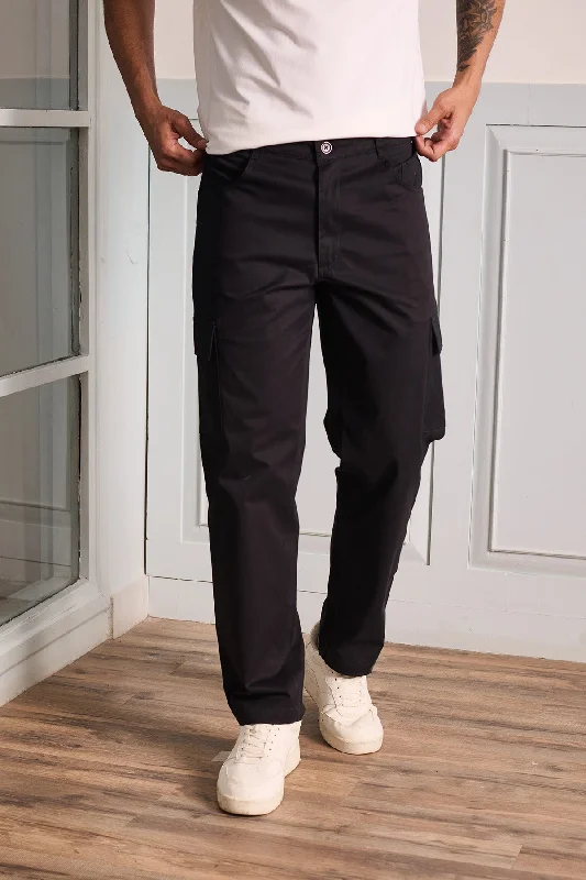 Men's Pants with Water-Resistant FabricJet Black Cargo