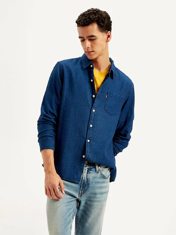 Men's Patterned Casual Shirts for Relaxed StylingMen's Solid Regular Fit Denim Shirt