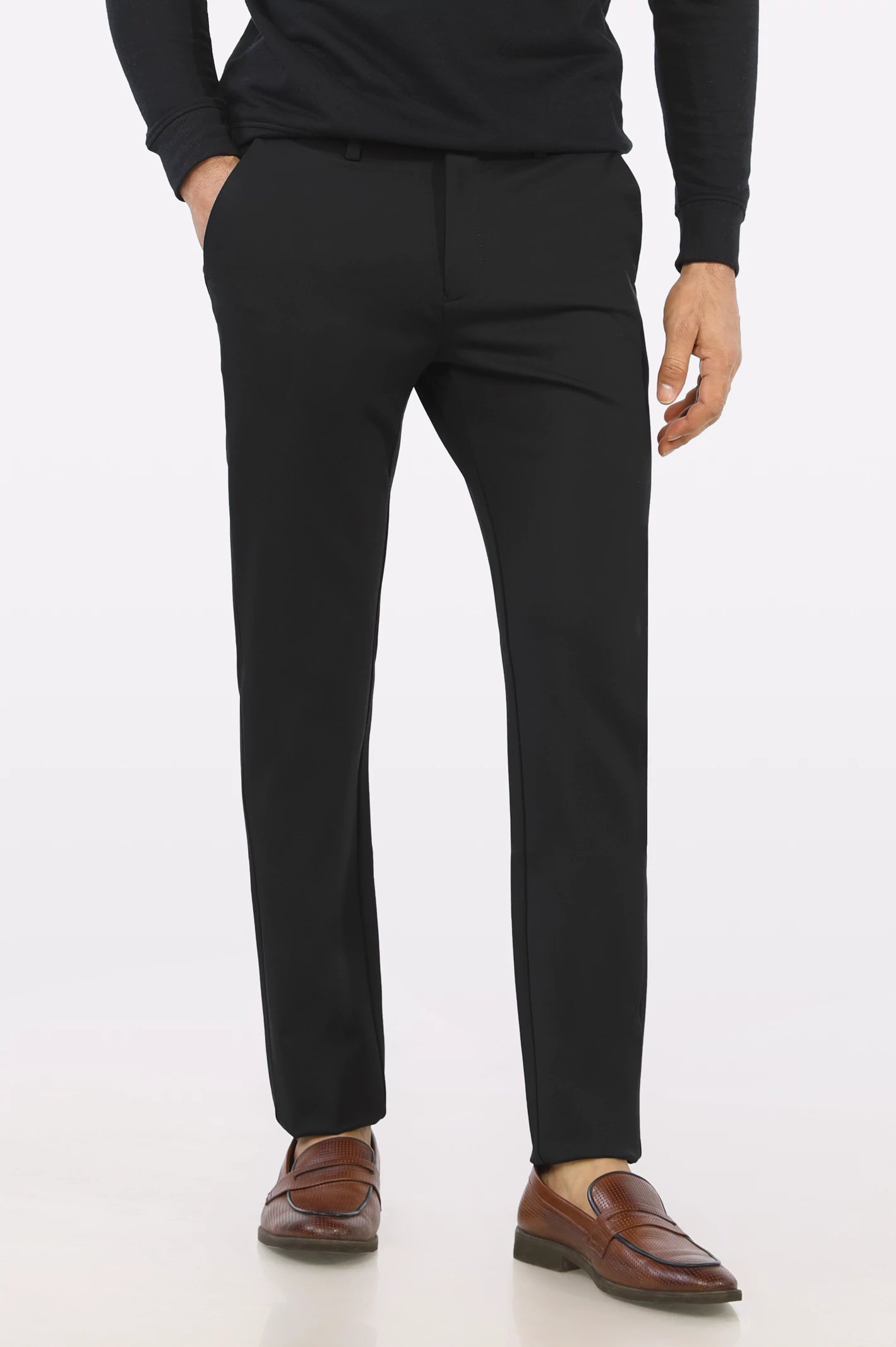 Men's Formal Trousers for BusinessBlack Smart Fit Cotton Chino